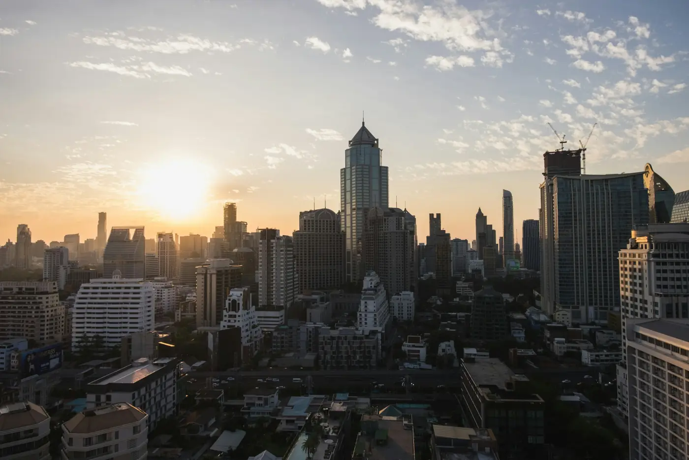 Bangkok skyline at golden hour